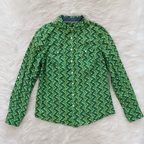Talbots Tops - Talbots Green Patterned Button-Down Shirt